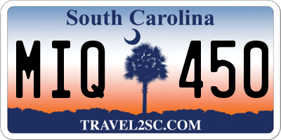 SC license plate MIQ450
