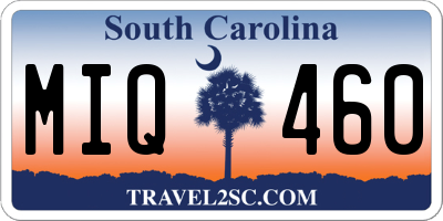 SC license plate MIQ460