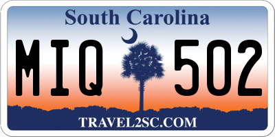 SC license plate MIQ502