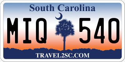 SC license plate MIQ540