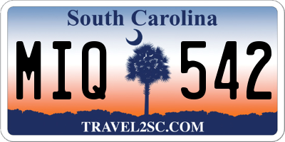 SC license plate MIQ542