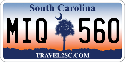 SC license plate MIQ560