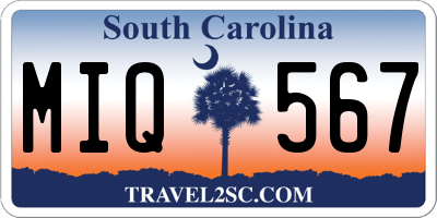 SC license plate MIQ567