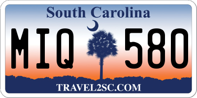 SC license plate MIQ580