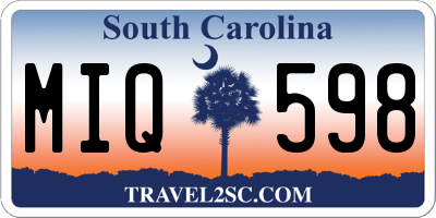 SC license plate MIQ598