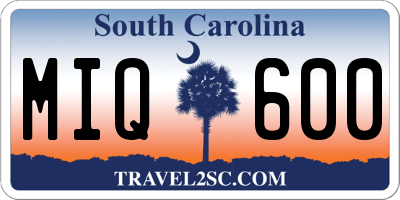 SC license plate MIQ600