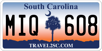 SC license plate MIQ608