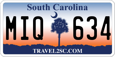 SC license plate MIQ634