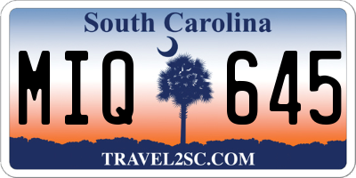 SC license plate MIQ645
