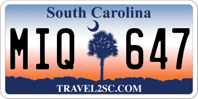 SC license plate MIQ647