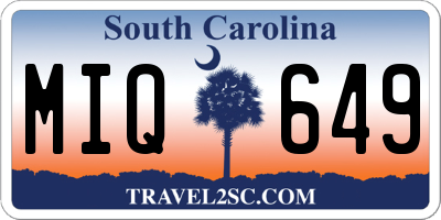 SC license plate MIQ649