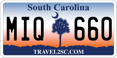 SC license plate MIQ660