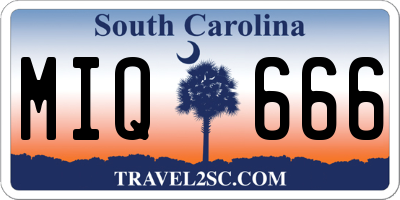 SC license plate MIQ666