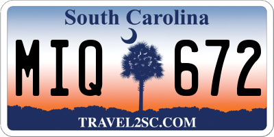SC license plate MIQ672