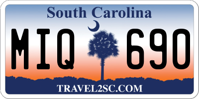 SC license plate MIQ690