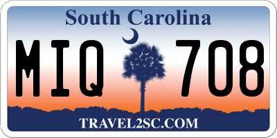 SC license plate MIQ708