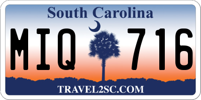 SC license plate MIQ716