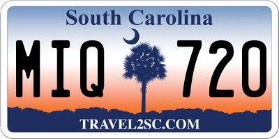 SC license plate MIQ720