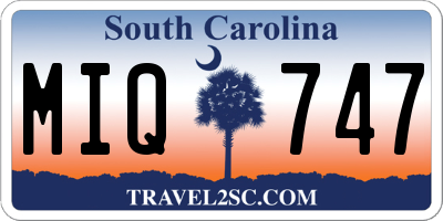 SC license plate MIQ747