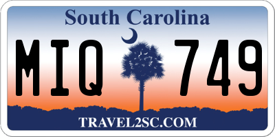 SC license plate MIQ749