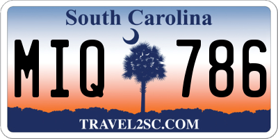SC license plate MIQ786