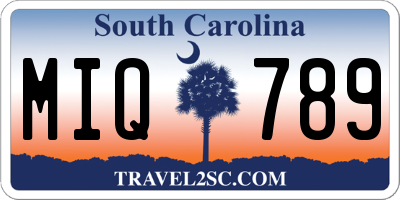 SC license plate MIQ789