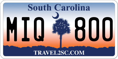 SC license plate MIQ800