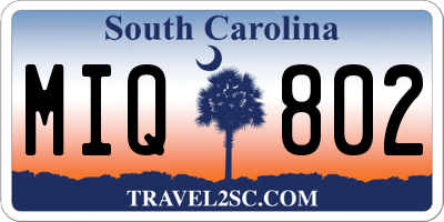 SC license plate MIQ802