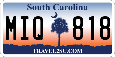 SC license plate MIQ818