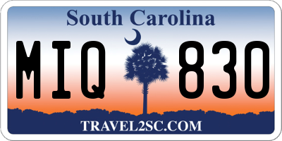 SC license plate MIQ830