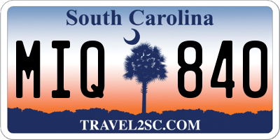 SC license plate MIQ840