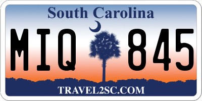 SC license plate MIQ845