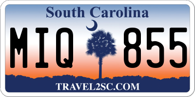 SC license plate MIQ855