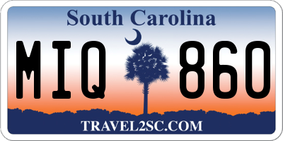 SC license plate MIQ860