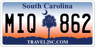 SC license plate MIQ862