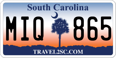SC license plate MIQ865