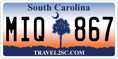 SC license plate MIQ867