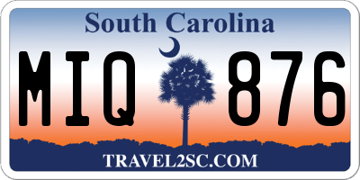 SC license plate MIQ876