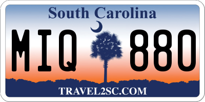 SC license plate MIQ880