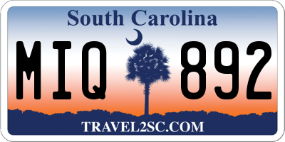 SC license plate MIQ892