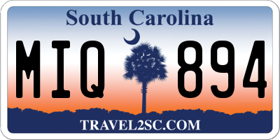 SC license plate MIQ894