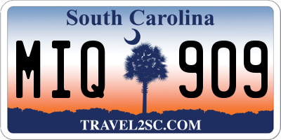 SC license plate MIQ909