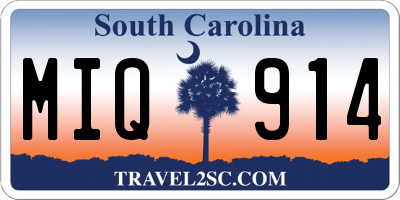 SC license plate MIQ914