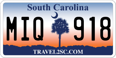 SC license plate MIQ918