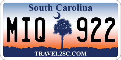 SC license plate MIQ922