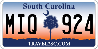 SC license plate MIQ924