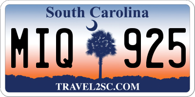 SC license plate MIQ925