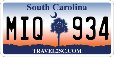 SC license plate MIQ934