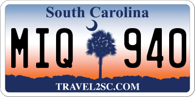 SC license plate MIQ940