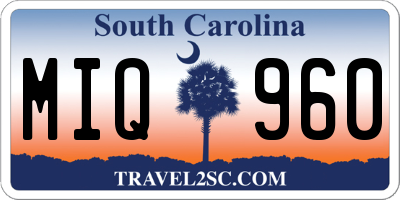 SC license plate MIQ960